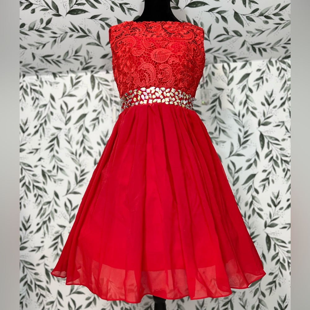 Lace Chiffon Cocktail Prom Princess Rhinestone Quinceañera Bridesmaid S 6 NWT #3